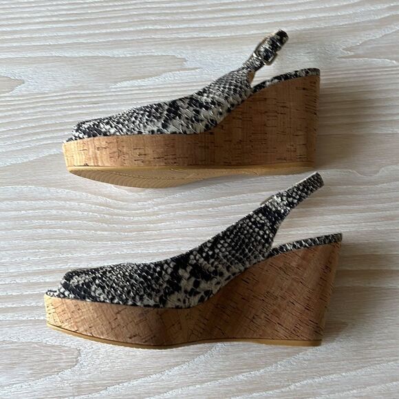 Stuart Weitzman NWOT Jean Snake-Embossed Leather Slingback Sandals size 9 - Picture 6 of 14
